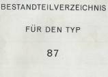 Bestandteilverzeichnis für den typ 87